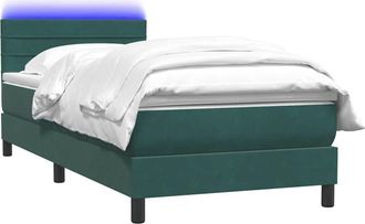 vidaXL Cama Box Spring Con Colch&oacute;n Terciopelo Verde Oscuro 90x210 Cm Vidaxl