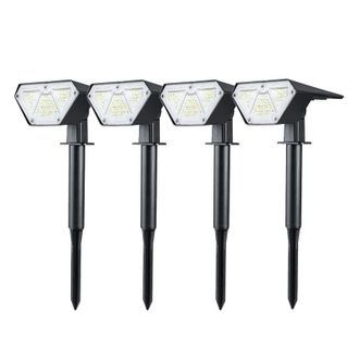 OEM Juego De 4 Focos Solares Led 2 En 1 Ajustables, Con Estaca Para Suelo, Resistentes Al Agua, Para Uso Exterior (jard&iacute;n, Entrada De Veh&iacute;culos, Patio), L