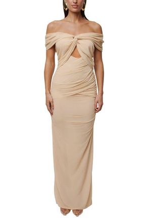 JLUXLABEL Alessandra Off Shoulder Maxi Dress in Ivory at Nordstrom, Size Medium
