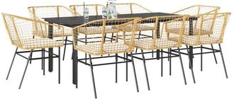 vidaXL Juego Comedor Jard&iacute;n 9 Pzas Cojines Rat&aacute;n Sint&eacute;tico Marr&oacute;n Vidaxl