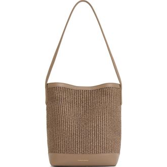 Mansur Gavriel Small Everyday Cabas Woven Raffia & Suede Bucket Tote in Anise at Nordstrom