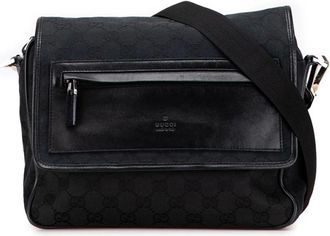 Gucci Pre-owned Cross Body Bags, female, Black, Size: ONE SIZE Pre-owned Canvas Messenger Bag
