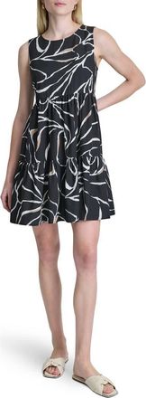 DKNY Commuter Sleeveless Swing Minidress in Black/Ivory at Nordstrom Rack, Size 14
