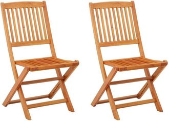 vidaXL Sillas De Jard&iacute;n Plegables 2 Pcs Eucalipto Masivo