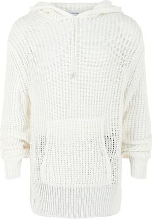 Ferragamo Mens Crochet Drop-Sleeve Hoodie In White