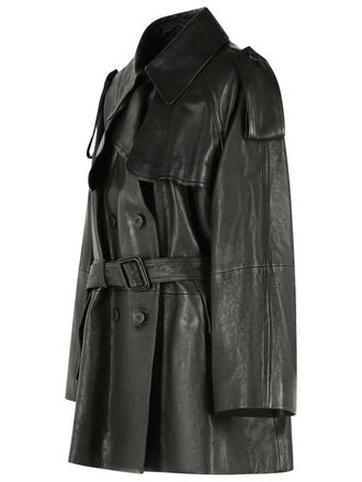 Acne Studios Structured Black Calfskin Leather Jacket with Wide Collar