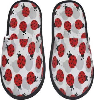 Generic Cotton Slippers Cute Ladybug Ladybird Non-Slip Plush Slippers Lightweight Cotton Slipper For Ladies Men Indoor M