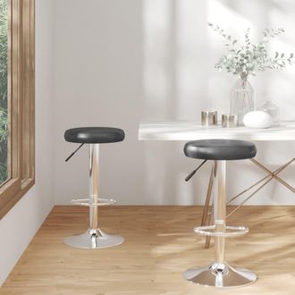 vidaXL Vidaxl - Taburetes De Cocina 2 Unidades Cuero Sint&eacute;tico Negro