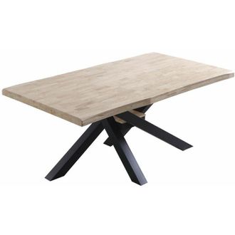 Home Heavenly Home Heavenly - Mesa Comedor Industrial Gael, Madera De Roble Y Patas Metal Cruzadas. 180 X 100 Cm Color: Roble Nordish - Negro
