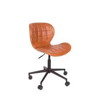 Zuiver Silla de oficina con ruedas en cuero marr&oacute;n