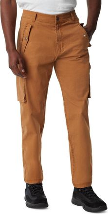 G.H. Bass & Co. Bass Outdoor Pants Mens Brown Stretch Flat Front Tapered Leg Cargo MAC94