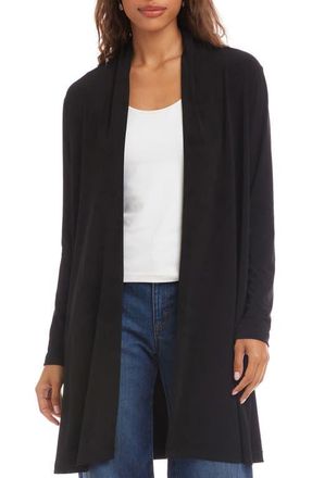Karen Kane Travel Jersey Open Front Side Zip Cardigan in Black at Nordstrom, Size X-Small