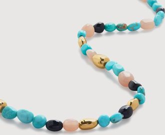 Monica Vinader Gold Rio Multi Gemstone Beaded Necklace Turquoise