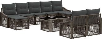 vidaXL Conjunto De Sof&aacute;s De Jard&iacute;n 10 Uds. Gris Y Gris Oscuro Vidaxl