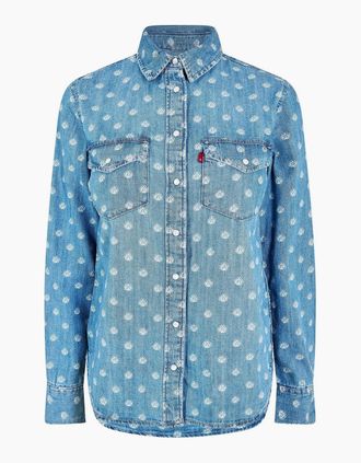 Levi's Womens Iconic Wst Sht - Catt Block Dnm - Size: 14