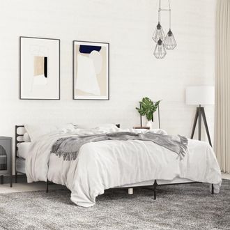 vidaXL Vidaxl - Estructura Cama Madera Ingenier&iacute;a Metal Gris Sonoma 120x190 Cm