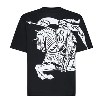 Burberry T-Shirts, male, Black, 3XS, Equestrian Knight Cotton T-shirt