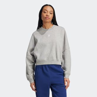 adidas Sweatshirt ADIDAS ORIGINALS ESS CREW FL, Damen, Gr. XXL, grau (medium grau heather), Obermaterial: 80% Baumwolle, 20% Polyester, Sweatshirts Sweatshir
