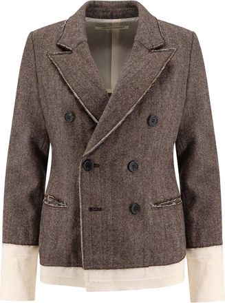Undercover Wool Blend Blazer With Frayed Profiles-Donna