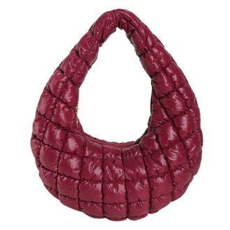 Generic Women Soft Satchel Bag Versatile Cloud Pleatd Bag Lightweight Down Clutch Bag Quilted Tote Handbag Girl Stylish Purse (Red)