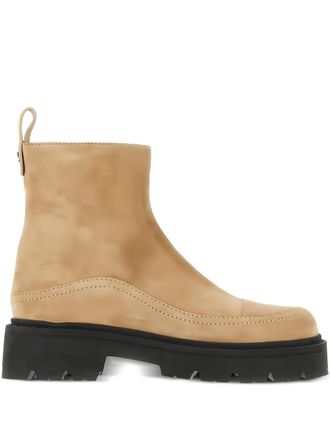 Emporio Armani lug-sole leather boots - women - Calf Leather/Calf Leather/Rubber - 40 - Neutrals