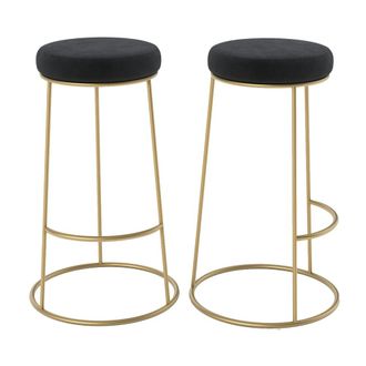 Rendez-Vous D&eacute;co Set de 2 taburetes de bar 73 cm en terciopelo negro