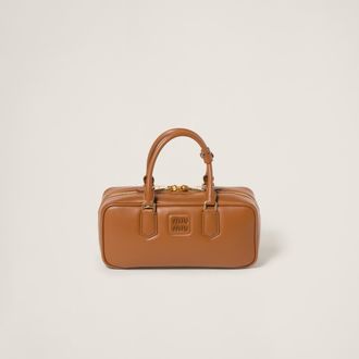 Miu Miu Arcadie Leather Bag, Woman, Cognac