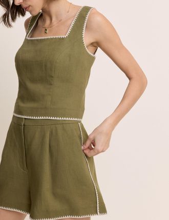 Nobody's Child Green Whipstitch Tailored Top