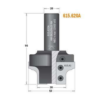 CMT 615.620a Cuerpo Fresa (a) S=20x50 D=38/62x30x95 Dx
