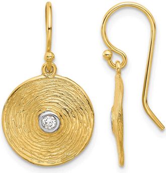Diamond2Deal 14K Gold Round Diamond Circle Shephard Drop Dangle Earrings