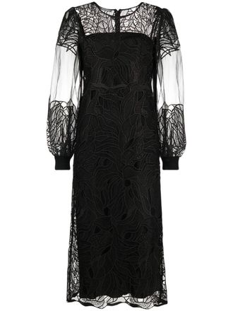 Alberta Ferretti Abito midi con pizzo - Nero