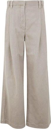 Brunello Cucinelli Wheat Stalk Wide Leg Linen Trousers, Brand Size 44 (US Size 10)