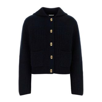 Ferragamo Wool Blend Cardigan - female - Ferragamo - Cardigans - Blue - L - Knitwear