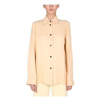 Jil Sander Matt Fluid Viscose Long Sleeve Dress - female - Jil Sander - Shirts - Beige - XS - Blouses & Shirts