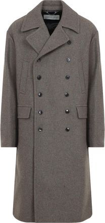 Dries Van Noten Rascott Bis Cropped Double-Breasted Grey Wool Coat