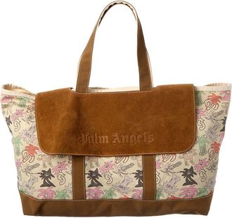 Palm Angels Allover Palmity Classic Canvas & Suede Tote