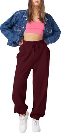 Generic Womens Joggers Pull On Trousers for Women UK Plain Baggy Fleece Cinch Bottom Straight Leg Jogger Size 14 Side Stripe Trousers Women Wide Leg Ladies Go