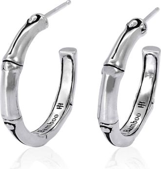 John Hardy Bamboo Silver Small Hoop Earrings (Dia 18mm) - EB5381