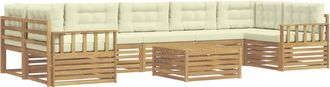 vidaXL Conjunto De Sof&aacute;s De Exterior 8 Uds. Blanco Y Crema Vidaxl