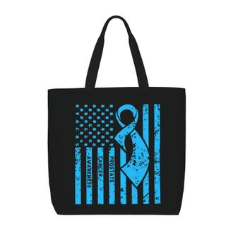 Generic Women Handbag Prostate Cancer Awareness Ladies Shopping Shoulder Bag Reusable Fashion Beach Travel Bags, For Work, Christmas, School, Birthday, Gradua