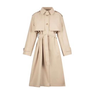 Liu Jo Trench Coats, female, Beige, Size: XS Trench lungo in gabardine di cotone con foulard