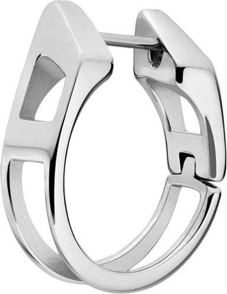 Diesel Stainless Steel Hoop Earring - Earrings - Unisex - Silver