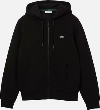 Lacoste Mens Lacoste Mens Fleece Hoodie Zip Up Cotton Hoody - Black - Size: 40