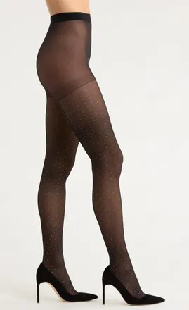 Nordstrom Sheer Sparkle Back Seam Tights in Black at Nordstrom, Size Medium
