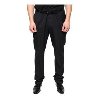 Dolce & Gabbana Slim-fit Trousers, male, Black, Size: 2XL Black Wool Skinny Dress Pants