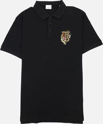 Burberry Mens Burberry Cotton Tb Tiger Polo Shirt Black - Size: 36