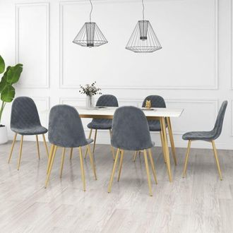 vidaXL Vidaxl - Sillas De Comedor 6 Unidades Terciopelo Verde Oscuro