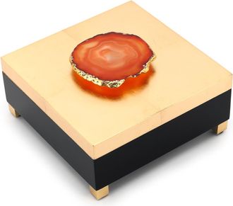 Abhika Aufbewahrungsbox Krizia Lack Schwarz/gold B: 20 cm