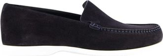 Manolo Blahnik Marineblauwe Su&egrave;de Bootschoenen - Heren - Loafers - Blauw - 44 EU - Su&egrave;de - Schoenen