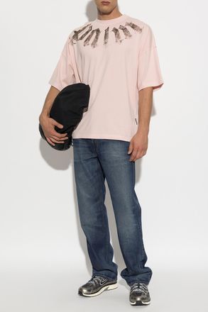 Palm Angels Cotton T-shirt With Logo Print, Mens, Pink